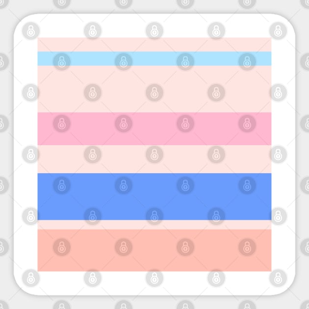 A brilliant variety of Powder Blue, Cornflower Blue, Little Girl Pink, Very Light Pink and Melon stripes. Sticker by Sociable Stripes